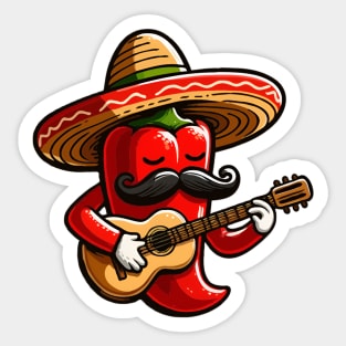 Red Hot Chilli Pepper Funny Cinco De Mayo Fiesta Sticker